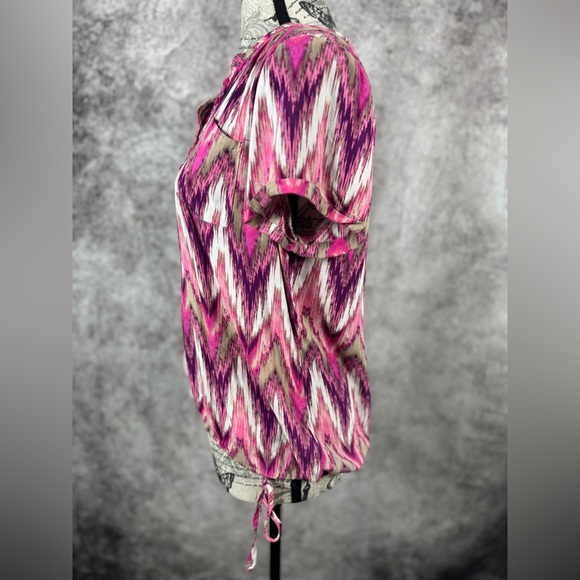 Croft & Barrow Pink and Purple Button Neckline Side Tie Top Size M - Picture 6 of 10